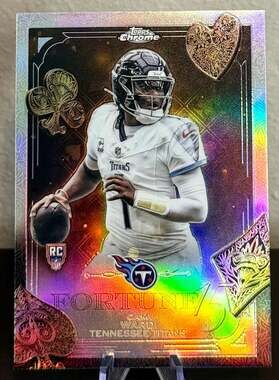 Cam Ward 2025 Topps Chrome Fortune 15 Refractor Rookie Card Tennessee Titans